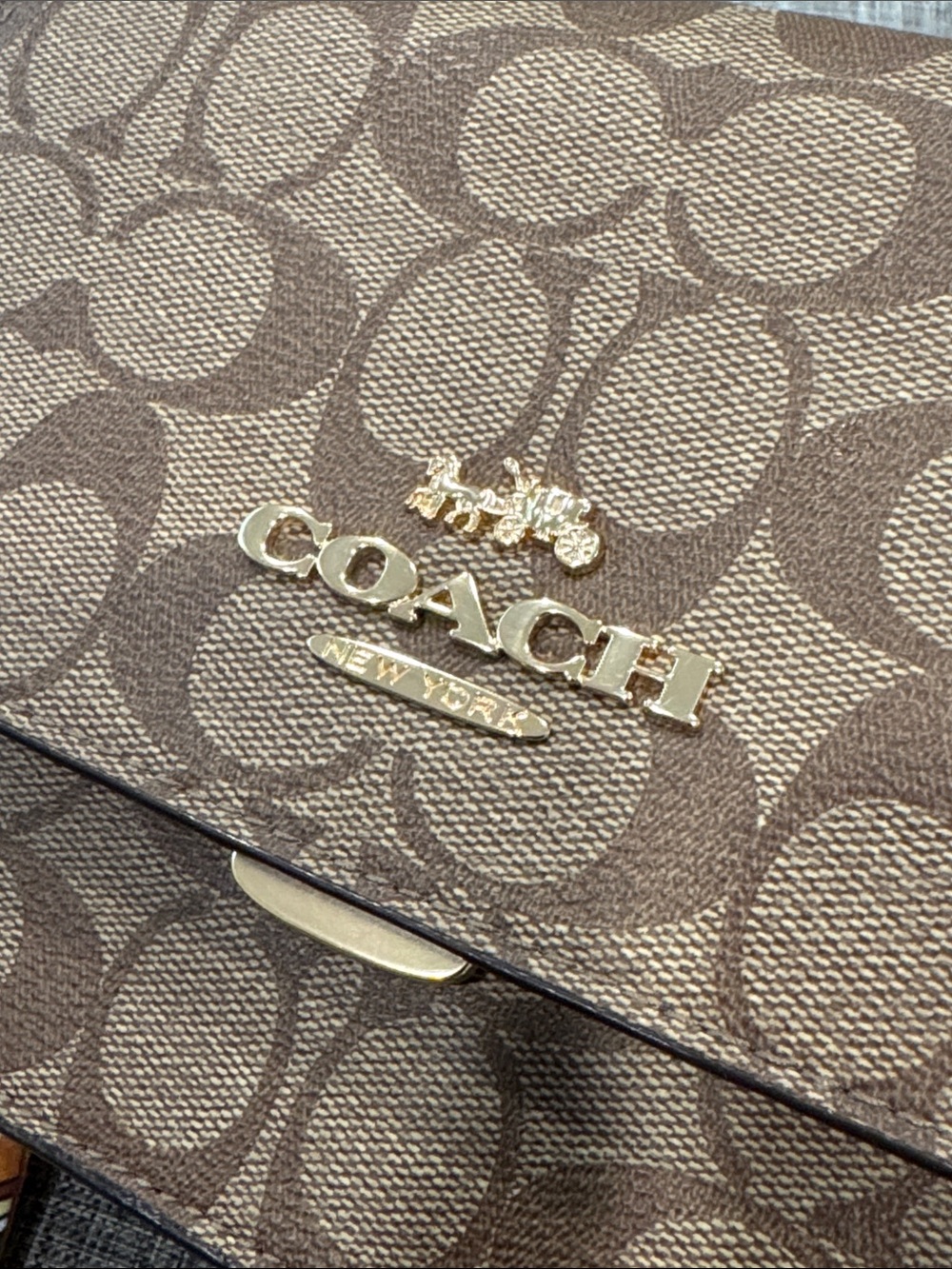 COACH Bag Mini Brynn Brown Cream Colorblock Signature Logo Leather Crossbody Bag - Picture 16 of 17